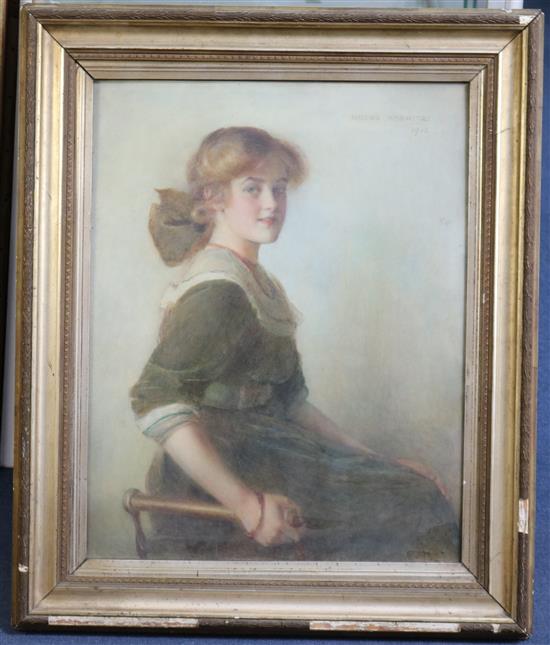 Helena Horwitz (d.1921) Phyllis, portrait of a seated girl, 23 x 18in.